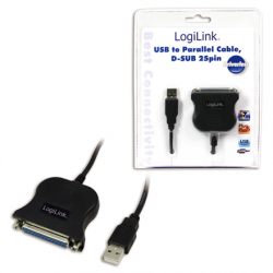 USB 2.0 adapter to Paralel (LPT)  DB25 , 1,8m | USB A male | DB25