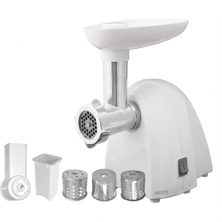 Meat mincer | Camry | CR 4802 | White | 600-1500 W | Number of speeds 1 | Middle size sieve, mince sieve, poppy sieve, plunger, sausage filler, vegatable attachment.