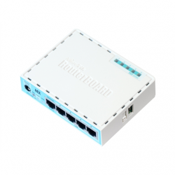 Mikrotik Wired Ethernet Router (No Wifi) RB750Gr3, hEX, Dual Core 880MHz CPU, 256MB RAM, 16 MB (MicroSD), 5xGigabit LAN, USB, PCB and Voltage temperature monitor, Beeper, IP20, Plastic Case, RouterOS L4 MikroTik