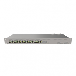 Mikrotik Wired Ethernet Router RB1100AHx4 Dude Edition, 1U Rackmount, Quad core 1.4GHz CPU, 1 GB RAM, 128 MB, 60GB M.2 SSD included, 13xGigabit LAN, 1xSerial console port RS232, 2x SATA3 ports, 2xM.2 slots, PCB Temperature and Voltage Monitor (CAPsMAN, Mo
