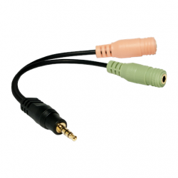 Logilink | Audio jack adapter, 4-pin, 3.5 mm stereo male to 2x 3.5mm female | 0.15 m