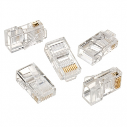 Cablexpert | Modular plug 8P8C for solid LAN cable CAT5, UTP, 10 pcs. per bag | Modular 8P8C RJ45 plug, 30u” gold plated, 3-fork internal contacts for use with solid LAN cables