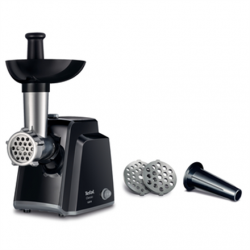 TEFAL Meat mincer NE105838 Black, 1400 W, Number of speeds 1, Throughput (kg/min) 1.7, The set includes 3 stainless steel sieves for medium or coarse grinding.