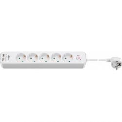 5-way power strip with switch and 2 USB ports 1.5 m | Sockets quantity 5