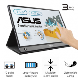Asus | MB16AMT | 15.6 " | Touchscreen | IPS | FHD | 16:9 | 5 ms | 250 cd/m² | Dark gray | HDMI ports quantity 1 | 60 Hz