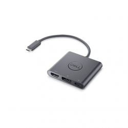 Dell | Black | USB-C Male | HDMI Female; USB Female; USB-C (power only) Female | Adapter | USB-C to HDMI/DP with Power Pass-Through | 0.18 m