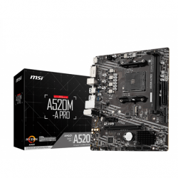 MSI | A520M-A PRO | Processor family AMD | Processor socket AM4 | DDR4 | Memory slots 2 | Number of SATA connectors | Chipset AMD A | Micro ATX