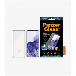 PanzerGlass Samsung, Galaxy S21 Ultra Series, Antibacterial glass, Black, Antifingerprint screen protector, Case Friendly, Compatible with the in-screen fingerprint reader