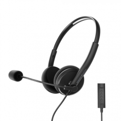Energy Sistem Headset Office 2+ Black, USB and 3.5 mm plug, volume control, retractable boom mic. Energy Sistem | Headset Office 2+ | Wired Earphones | Wired | On-Ear | Microphone | Black