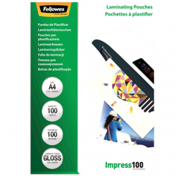 Fellowes Laminating Pouch 100 µ, 216x303 mm - A4, 100 pcs Fellowes Laminating Pouch  A4 Clear