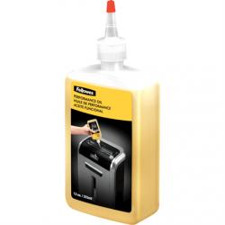 Fellowes Shredder Oil 355 ml For use with all Fellowes cross-cut and micro-cut shredders. Oil shredder each time wastebasket is emptied or a minimum of twice a month. Plastic squeeze bottle with extended nozzle ensures complete coverage