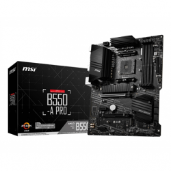 MSI | B550-A PRO | Processor family AMD | Processor socket AM4 | DDR4 DIMM | Memory slots 4 | Supported hard disk drive interfaces SATA, M.2 | Number of SATA connectors 6 | Chipset AMD B550 | ATX