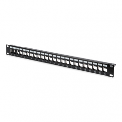 Digitus | Modular Patch Panel | DN-91411 | Black | Layout Keystone Entry: Straight; Area of application: 483 mm (19") cabinet; Suitable for 483 mm (19") cabinet mounting; Housing material: 1.5 mm SPCC cold rolled stell sheet, powder-coated; Ports: 24