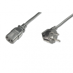 Digitus | Power Cord Cable | Power Cord, Schuko (CEE 7/7) 90ø angled - C13 M/F, H05VV-F3G 0.75qmm | Black