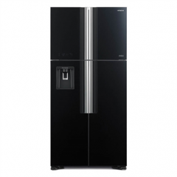 Hitachi | R-W661PRU1 (GBK) | Refrigerator | Energy efficiency class F | Free standing | Side by side | Height 183.5 cm | Fridge net capacity 396 L | Freezer net capacity 144 L | Display | 40 dB | Glass Black