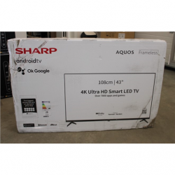 SALE OUT. Sharp 43FN2EA 43" (108cm) 4K Ultra HD Smart Android Frameless TV, Dolby Vision, Harman/Kardon Speakers Sharp 	43FN2EA 43" (108 cm), Smart TV, Android TV, UHD, 3840 x 2160, Wi-Fi, DVB-T/T2/C/S/S2, Black, REFURBISCHED