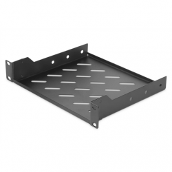 Digitus | 1U fixed shelf | DN-10-TRAY-2-B | Black | Perfect for storage of components which are not 254 mm (10") suitable. Slim design which takes space of 1 height unit. Easy and quick to mount or dismount. Load capacity: 25 kg