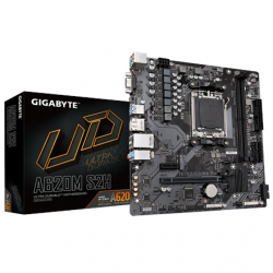Gigabyte A620M S2H 1.0 M/B Processor family AMD Processor socket AM5 DDR5 DIMM Memory slots 2 Supported hard disk drive interfaces 	SATA, M.2 Number of SATA connectors 4 Chipset AMD A620 Micro ATX