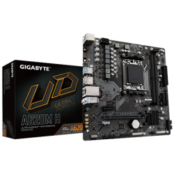 Gigabyte A620M H 1.0 M/B Processor family AMD Processor socket AM5 DDR5 DIMM Memory slots 2 Supported hard disk drive interfaces 	SATA, M.2 Number of SATA connectors 4 Chipset AMD A620 Micro ATX