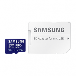 Samsung MicroSD Card with SD Adapter PRO Plus 128 GB, microSDXC Memory Card, Flash memory class U3, V30, A2, SD adapter