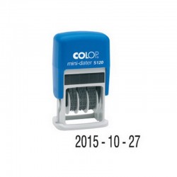 Antspaudas COLOP Mini Dater S120 03 su mėlyna pagalvėle