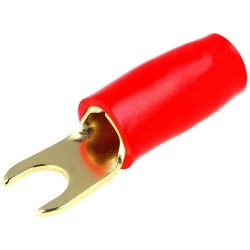 U formos 4.2mm paauksuotas antgalis 10mm² laidui raudonas